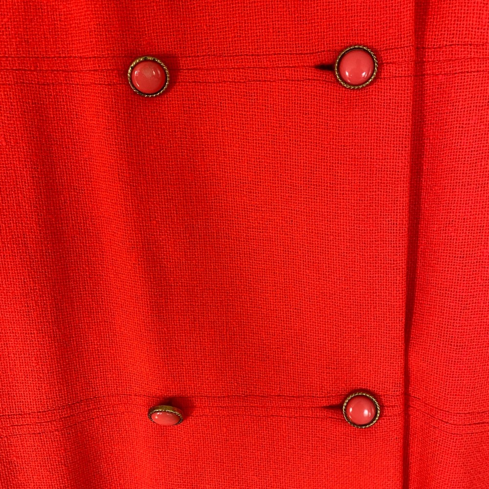Vintage Wool Blend Coat Bold Orange Double Breasted‎ Retro Silk Lined Medium - Picture 2 of 7
